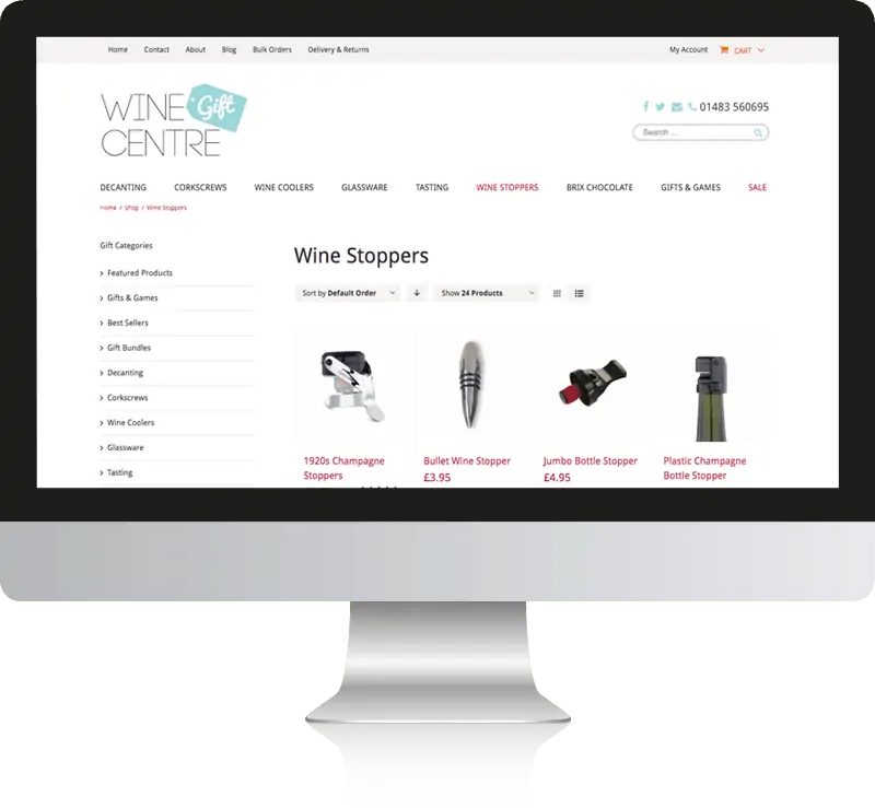 Wine Gift Centre WordPress & WooCommerce Web Design Guildford