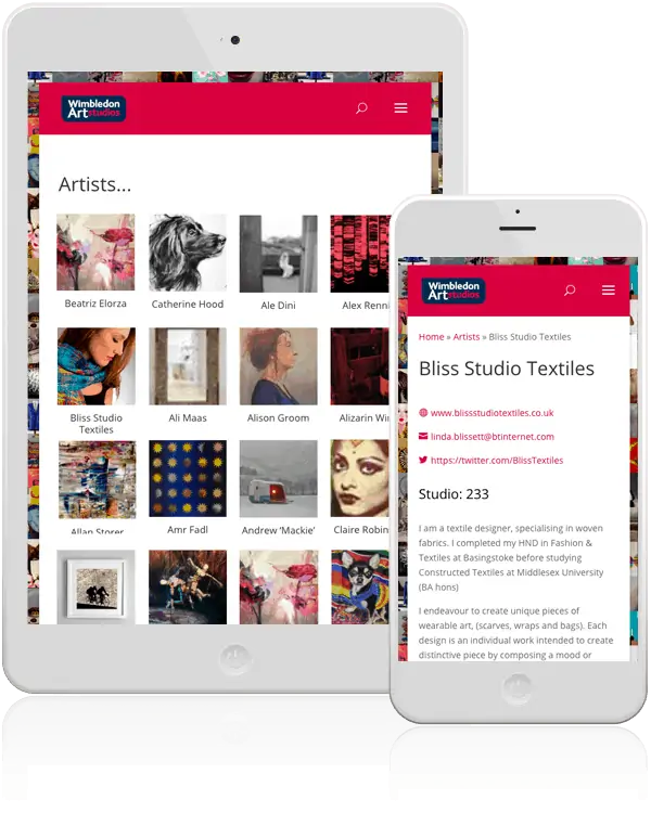 Wimbledon Art Studios Mobile Responsive Web Design