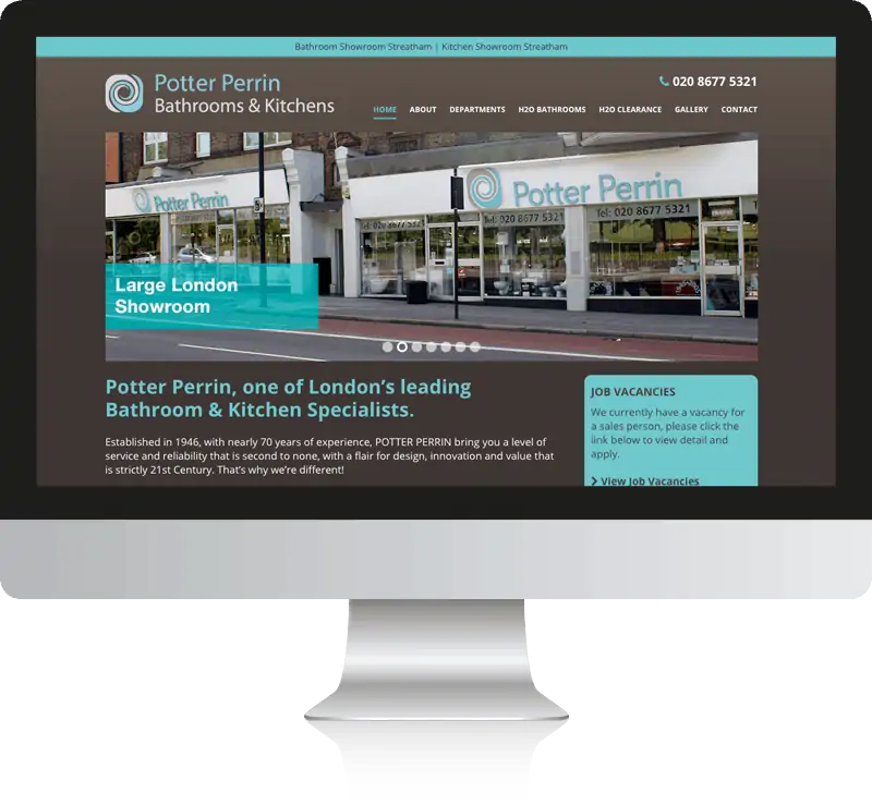 Bathroom Showroom Web Design For Potter Perrin