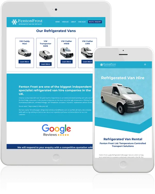 refrigerated van hire website design