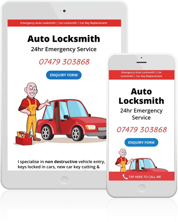 emergency auto locksmith website tablet & mobile