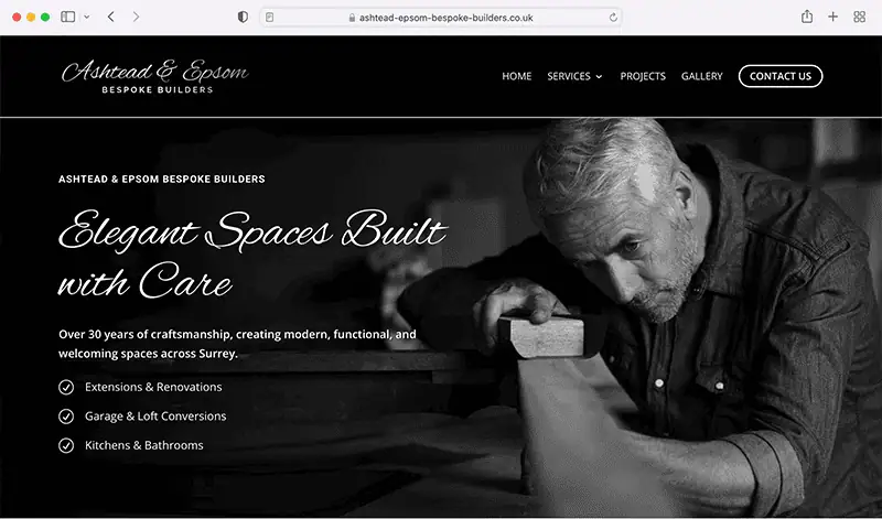 Ashtead Bespoke Builders - Divi Web Design