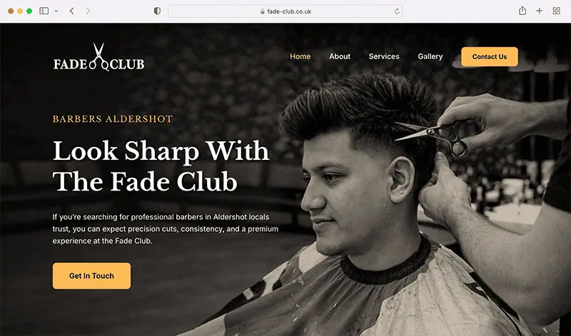 The Fade Club Barbers - Divi Web Design