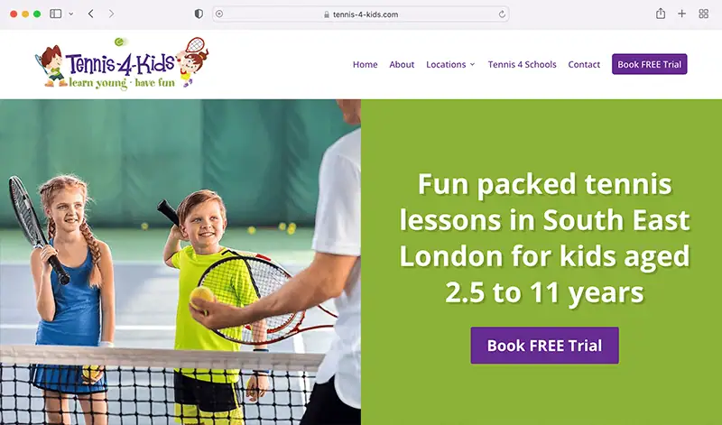 Tennis 4 Kids - Divi Web Design