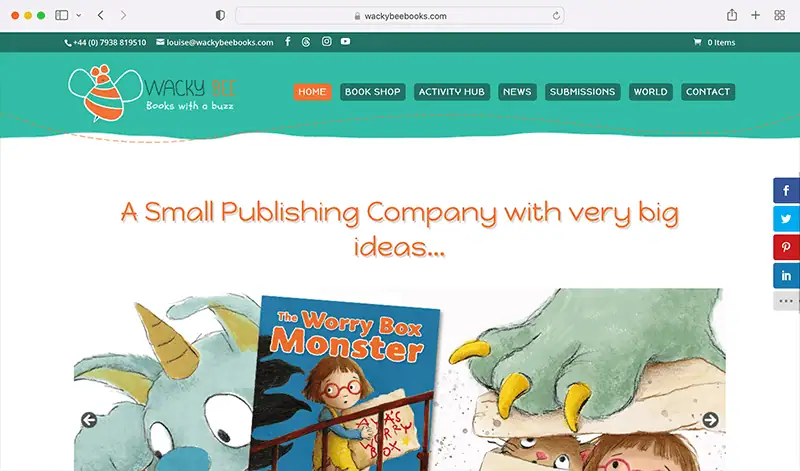 Wacky Bee Books - Divi Web Design