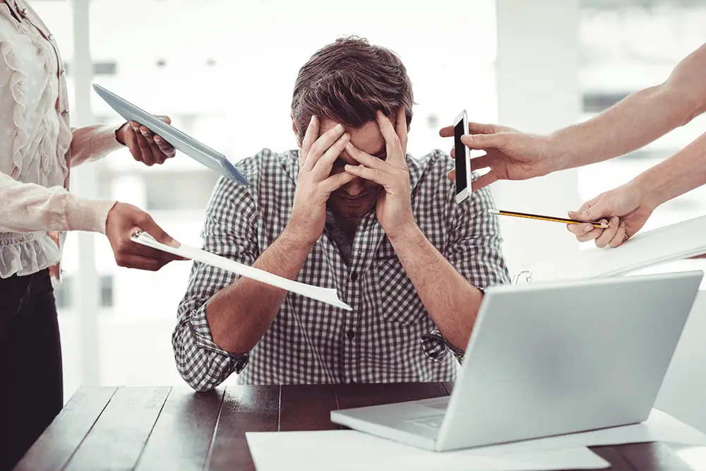 Google Business Profile optimisation, stressed busines owner